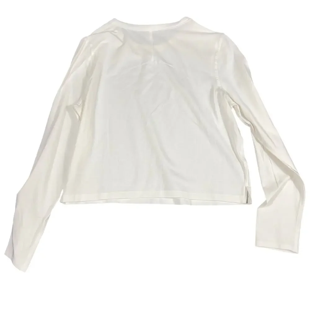 lululemon White Cates LS Long Sleeve T-Shirt Size 8 Cotton Lyocell Linen Blend - Picture 2 of 9